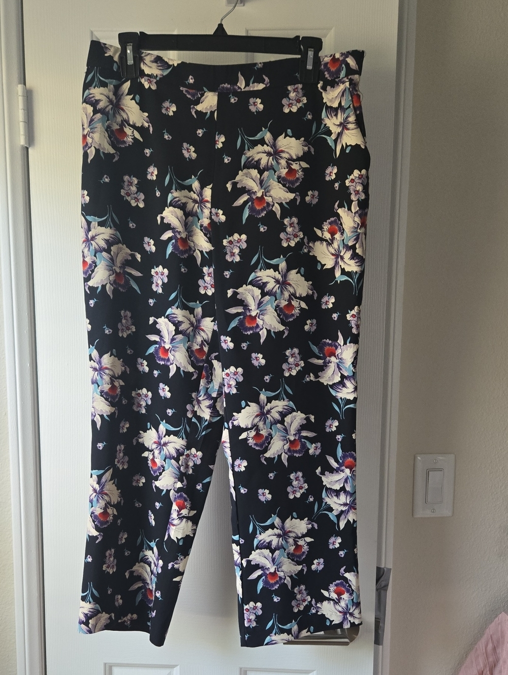 Cynthia Rowley Black Floral Wide-Leg Pants - 10
